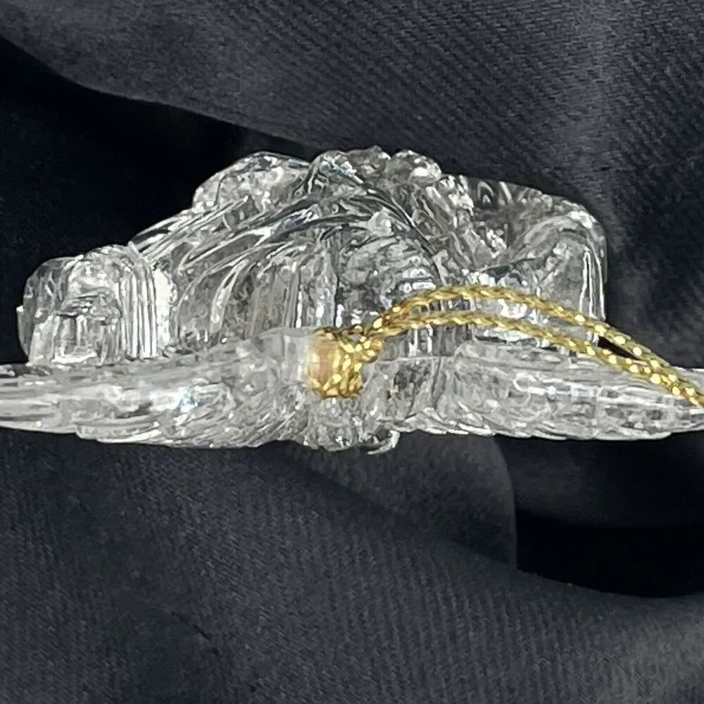 Vintage Crystal Angel Playing Instrument Christmas Ornament Made In Tawain